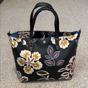 Tory Burch Floral Black Tote Bag